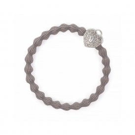 Silver Heart Lock Cloudy Grey Bangle Band