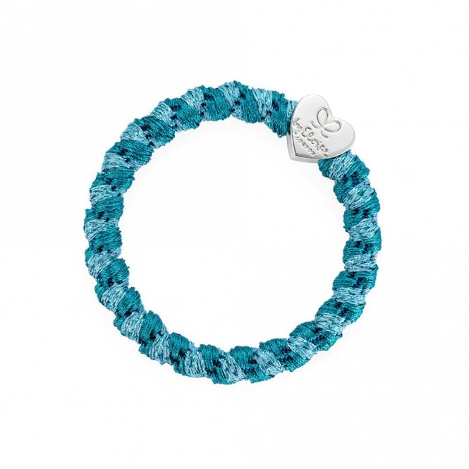 byEloise London Silver Heart Mosaic Blue Woven Bangle Band