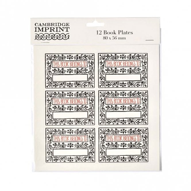 Cambridge Imprint Arabesque Border 'This Book Belongs To' Book Plate Pack of 12