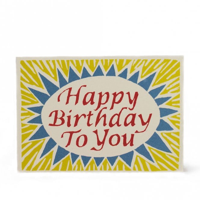 Cambridge Imprint Red, Yellow & Blue Happy Birthday To You Card