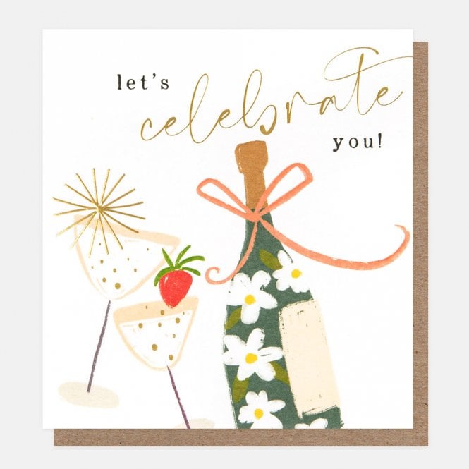 Caroline Gardner Celebrate Bottle & Glasses Card