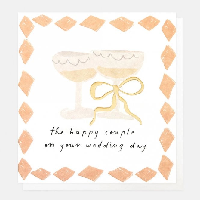 Caroline Gardner Champagne Glasses & Bow Wedding Card