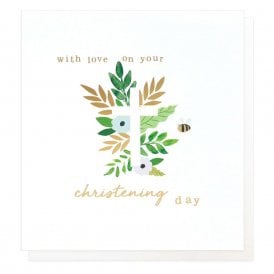 Christening Day Foliage Cross Card