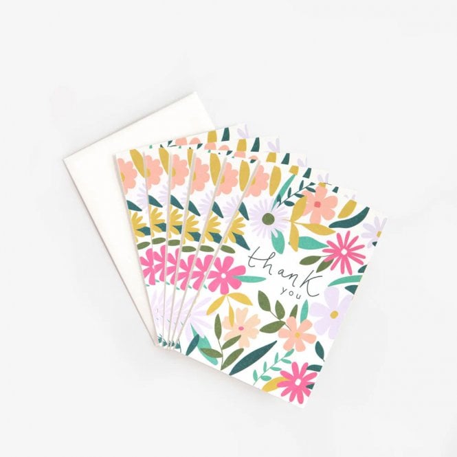 Caroline Gardner Colourful Flowers Thank You Cards Pack of 6