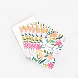 Colourful Flowers Thank You Cards Pack of 6