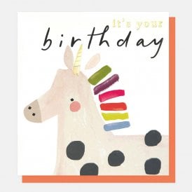 Colourful Unicorn Happy Birthday Card