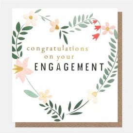 Congratulations On Your Engagement Floral Heart Wreath Card