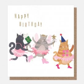 Dressing Up Box Cats In Tutus Birthday Card