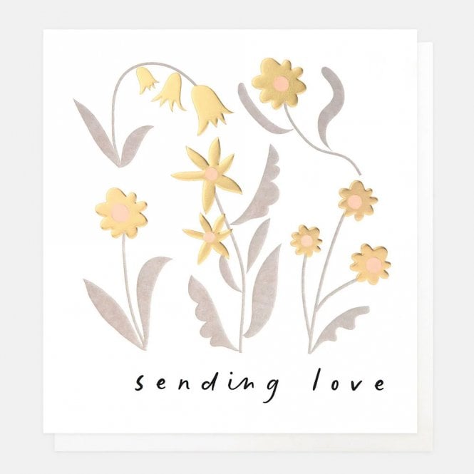 Caroline Gardner Gold Flowers Sending Love Thinking of You Card