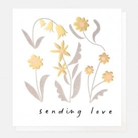 Gold Flowers Sending Love Thinking of You Card
