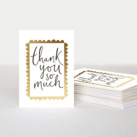 Gold Scalloped Edge Thank You Notecards Pack of 10