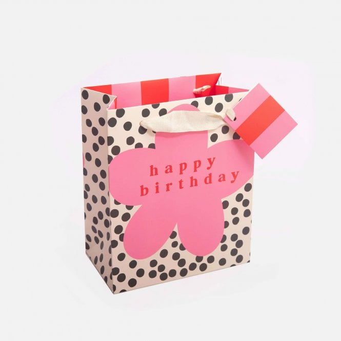 Caroline Gardner Happy Birthday Flower on Spot Medium Gift Bag