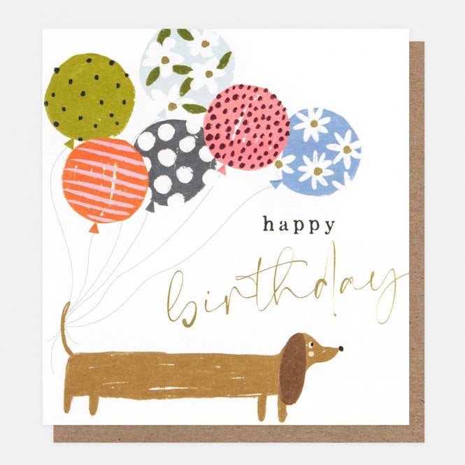 Caroline Gardner Happy Birthday Sausage Dog with Balloons Card
