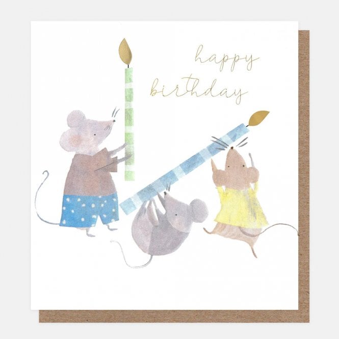Caroline Gardner Mice With Candles Birthday Card
