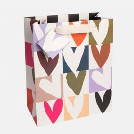 Multi Checkmate Heart Print Large Gift Bag