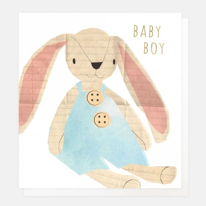 Caroline Gardner New Baby Boy Collage Rabbit Card