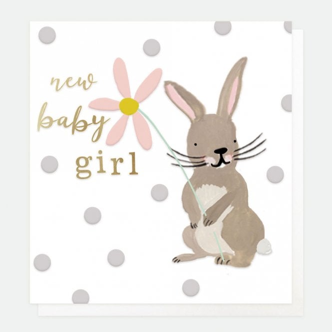 Caroline Gardner New Baby Girl Rabbit Card