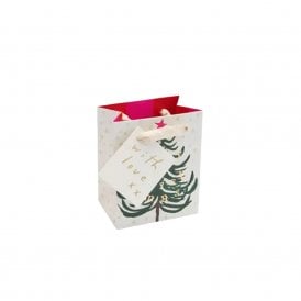 Petit Merry Xmas Gold Text Bunting & Trees Gift Bag