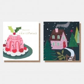 Pink Blancmange and Collage House Pack of 8 Charity Cards