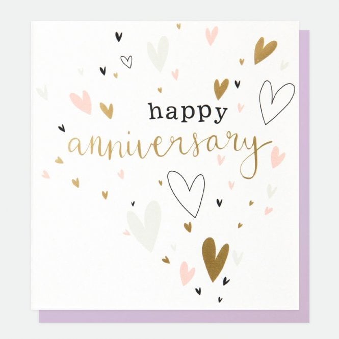 Caroline Gardner Pink & Gold Hearts Happy Anniversary Card