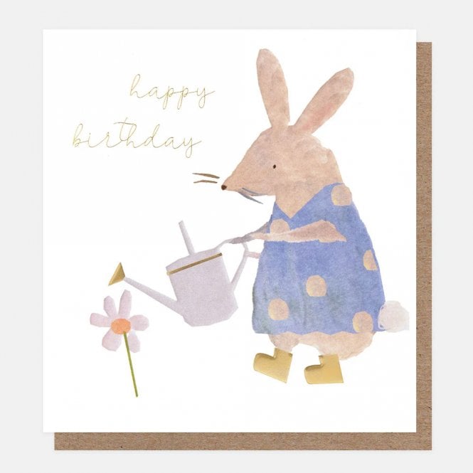 Caroline Gardner Rabbit With Watering Can Birthday Card