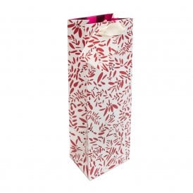 Red Foliage & Berries Bottle Gift Bag
