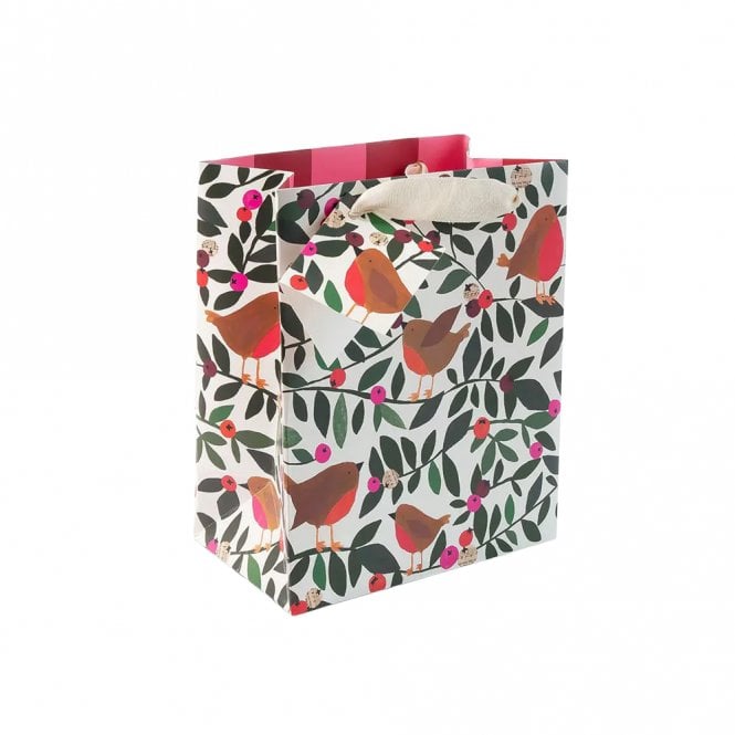 Caroline Gardner Robins & Berries Foliage Medium Gift Bag