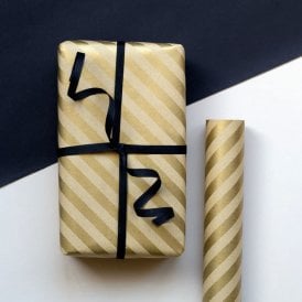 Gold Stripe Wrapping Paper Roll 5m