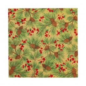 Evergreen and Berries Gold Lunch Napkins