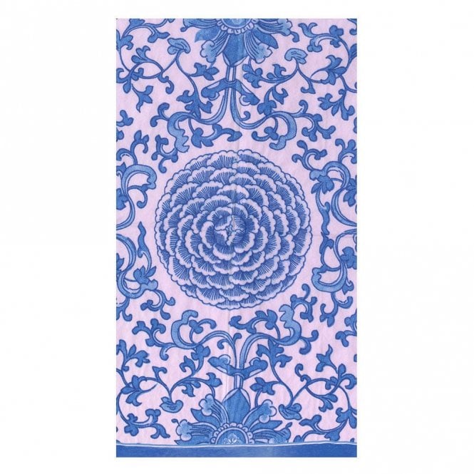 Caspari Indigo Garden Blue and Pink Guest Long Napkins