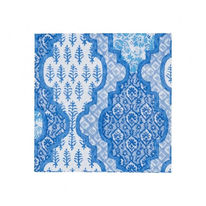 Caspari Provençal Cotton Blue Cocktail Napkins