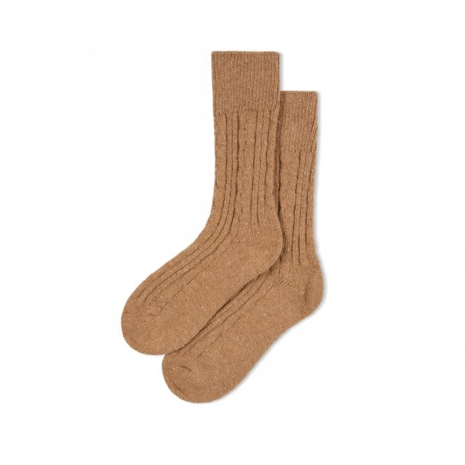 Chalk UK Camel Wool Cable Socks