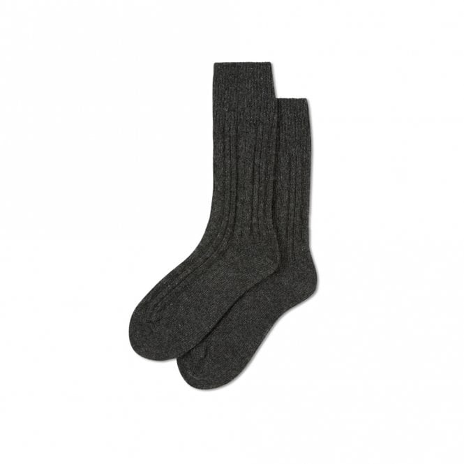 Chalk UK Dark Charcoal Wool Cable Socks