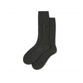 Dark Charcoal Wool Cable Socks