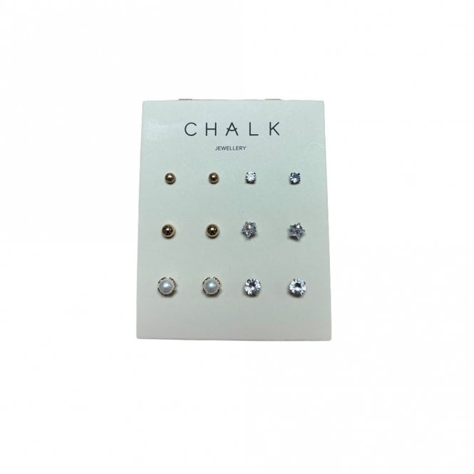 Chalk UK Gold Multi Stud Earrings