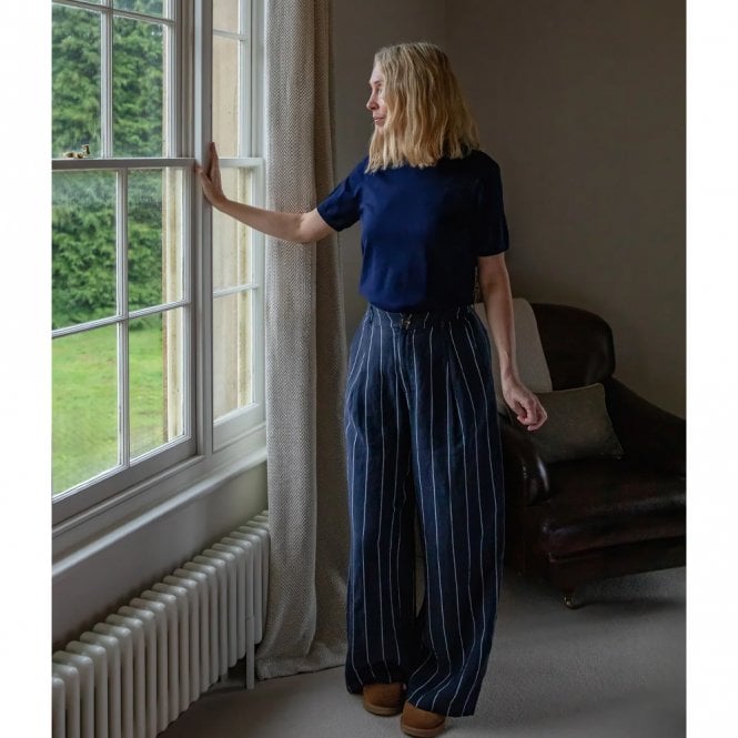 Chalk UK Jasmine Navy Stripe Trousers