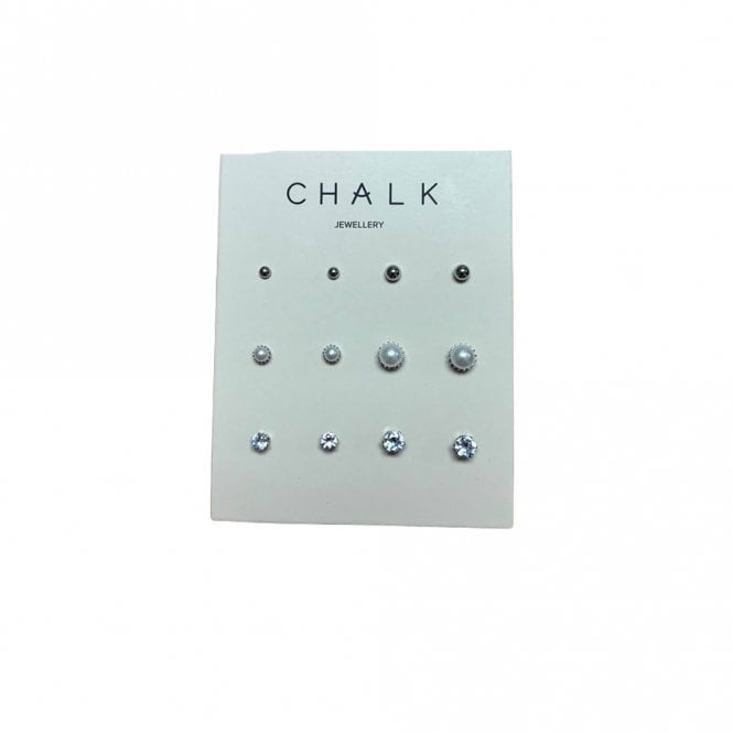 Chalk UK Silver Multi Stud Earrings