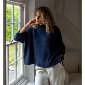 Vicki Navy Fluffy Jumper