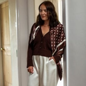 Wren Brown Small Spot Scarf