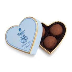 Blue Mini Heart Dark Sea Salt Caramel Chocolate Truffles
