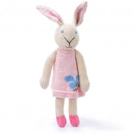 Rabbit in Pink Flower Dress Organic Cotton Soft Toy
