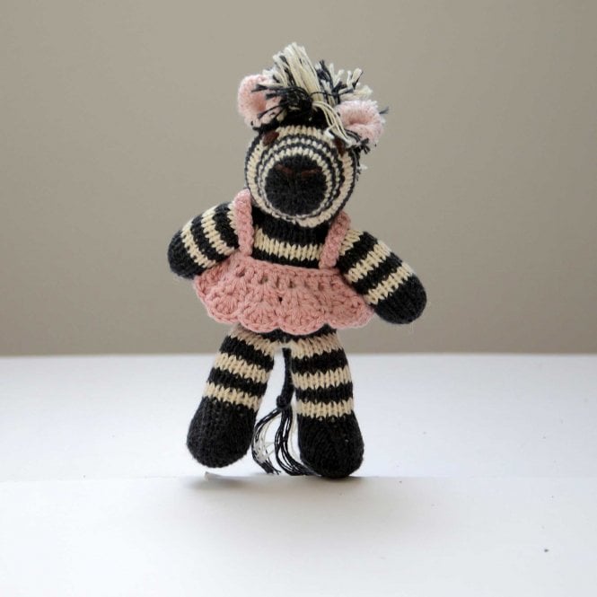 Chunki Chilli Zebra in Pink Dress Organic Cotton Toddler Soft Toy