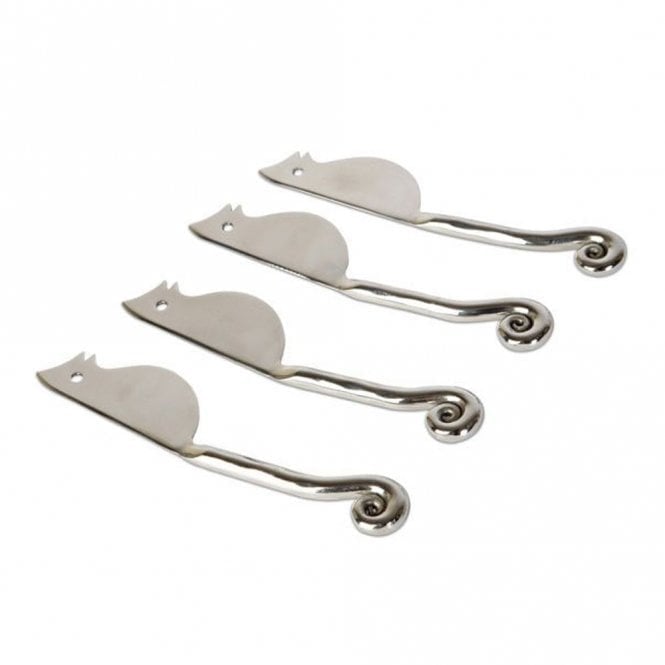 Culinary Concepts Set of 4 Hammered Shell Mini Mouse Cheese Knives