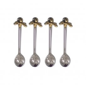 Set of 4 Queen Bee Honeycomb Coffee Spoons