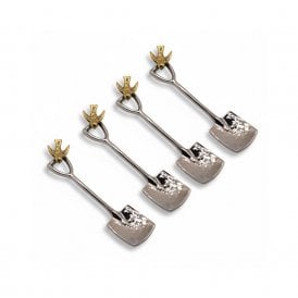 Set of Four Spade Coffee Spoons with Swallow Design