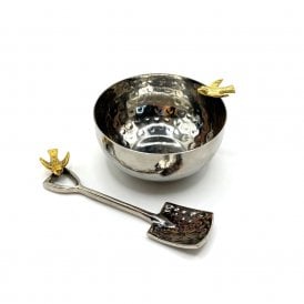 Stainless Steel Bowl and Spoon with Swallow