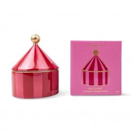 Pink & Red Stripe Ceramic Trinket Box