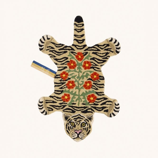 Doing Goods Floral White Tiger Rug Small