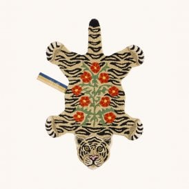Floral White Tiger Rug Small