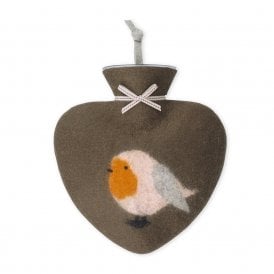 Beaver Brown Robin Heart Hot Water Bottle